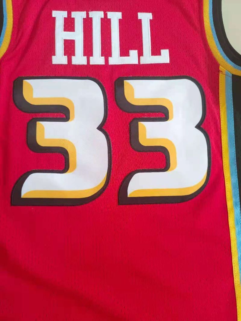 Detroit Pistons #33 Grant Hill Pistons 33# Red Hill Retro Jersey Style 1