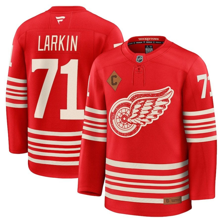 Detroit Red Wings #71 Dylan Larkin Centennial Premium Player Jersey - Red