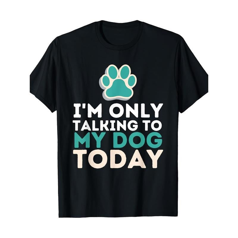 Dog Lover Graphic Tee, 100% Cotton, Regular Fit, Crew Neck, Short Sleeve, Slight Stretch, Geometric Dog Paw & Text...