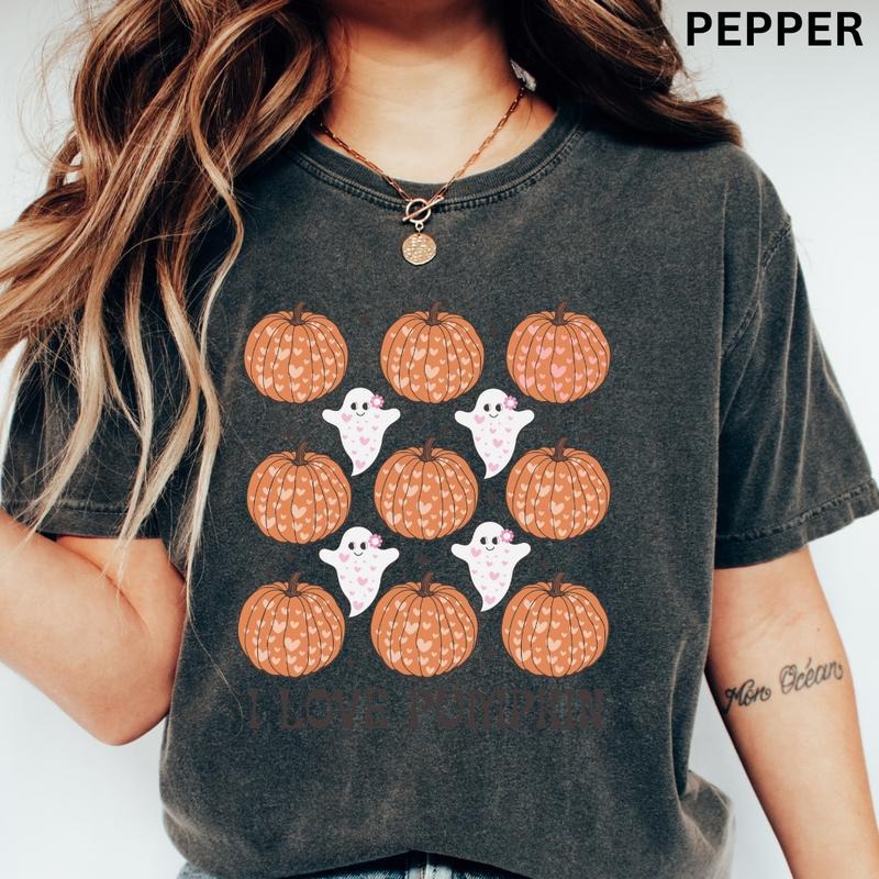 Fall Graphic Shirt, Pumpkin Shirt, I love Pumpkin T-shirt, Pumpkin Oversized Shirt, Halloween Graphic Shirt Unisex,...
