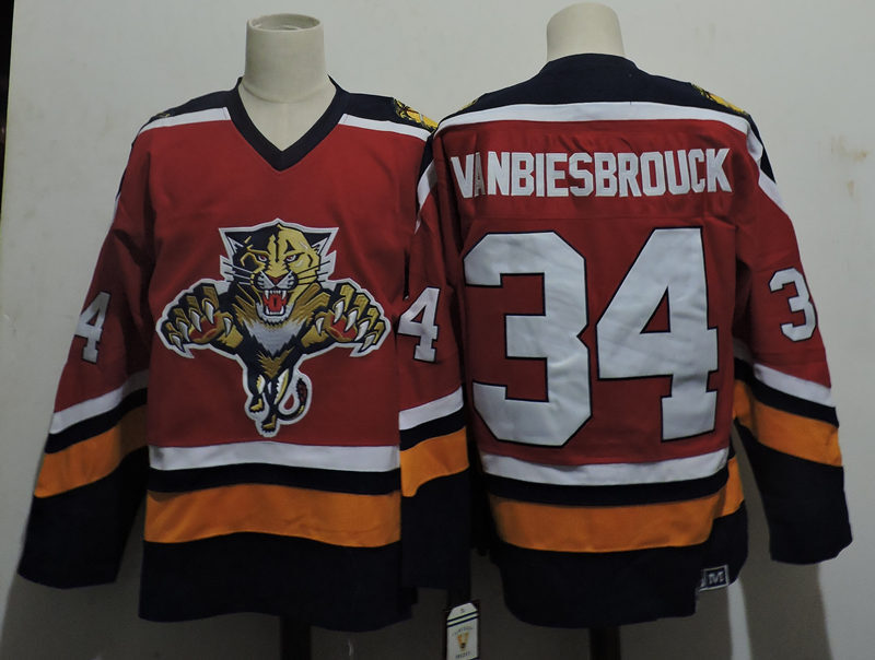 Florida Panthers #34 John Vanbiesbrouck Red Retro