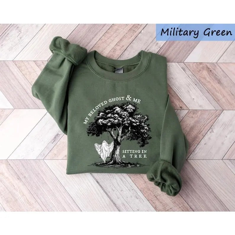 Ghost Halloween Sweatshirt, My Beloved Ghost & Me, Halloween Shirt, Ghost Sweatshirt, Cute Fall Sweater, Tis The Season,...