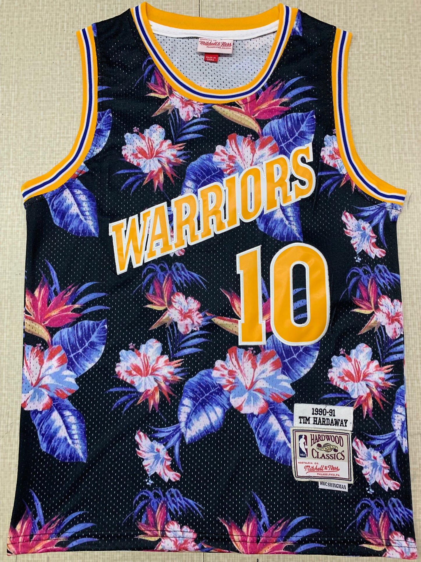 Golden State Warriors #10 Ness Floral Fashion Warriors 10 # Hardaway Style 2