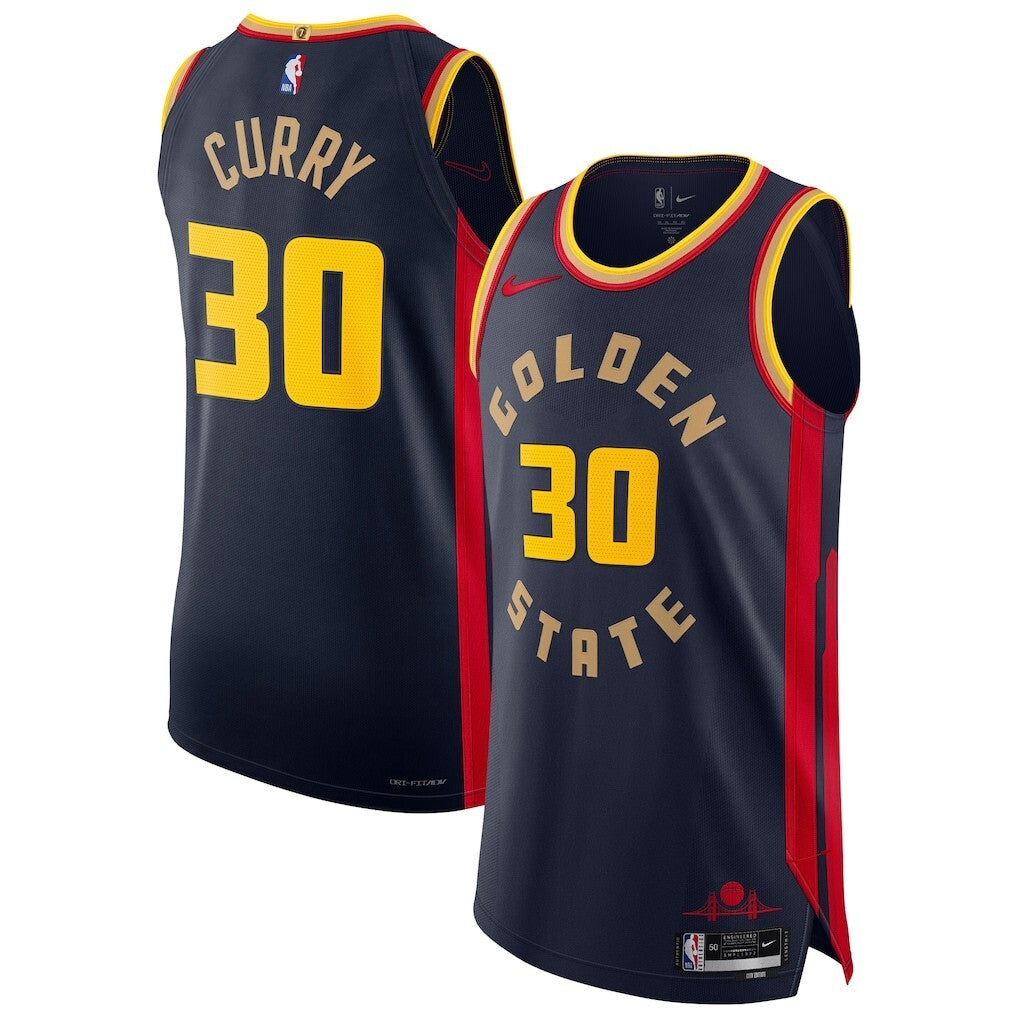 Golden State Warriors #30 Stephen Curry 202425 Authentic Player Jersey - City Edition - Navy
