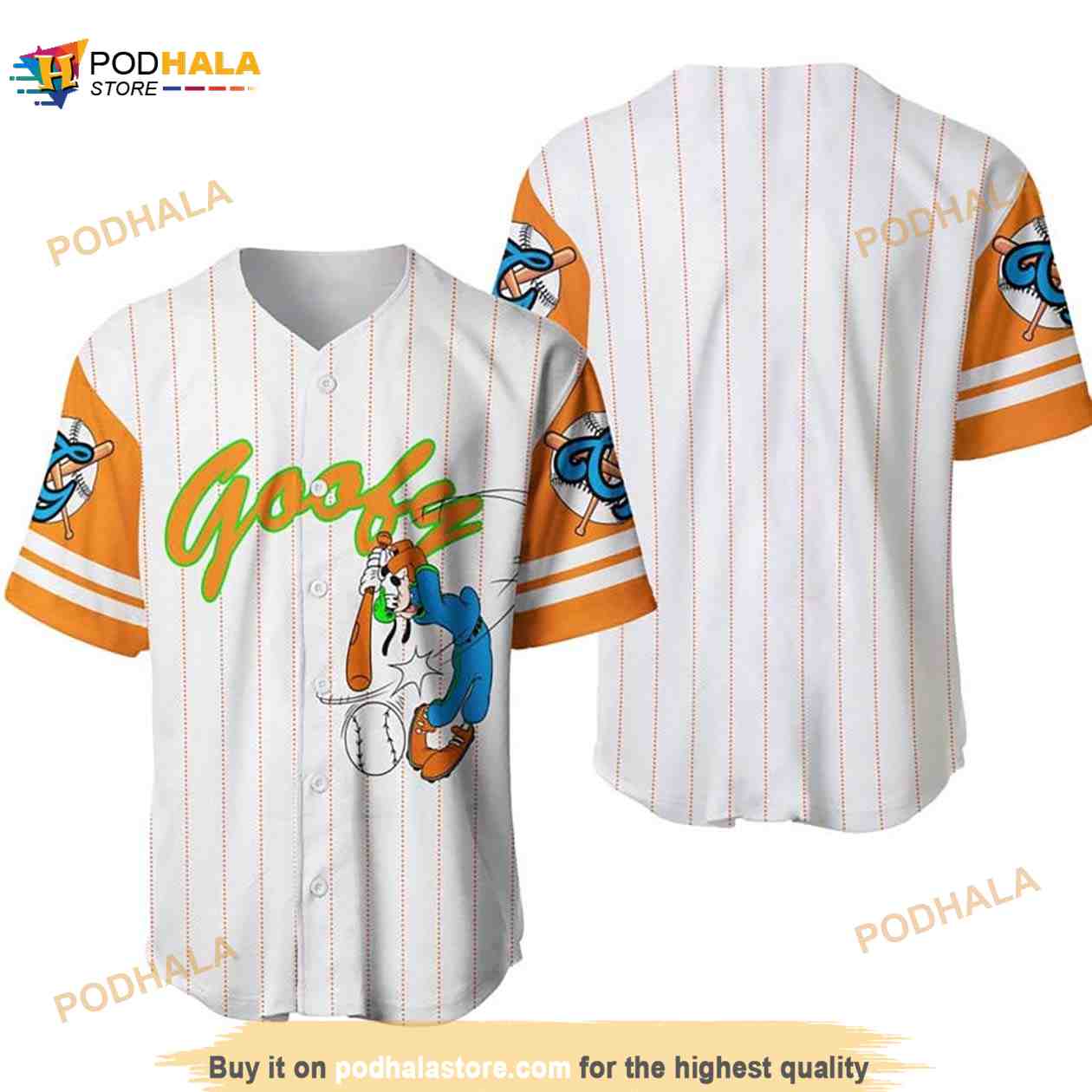 Goofy Dog All Over Print Pinstripe 3D Baseball Jersey