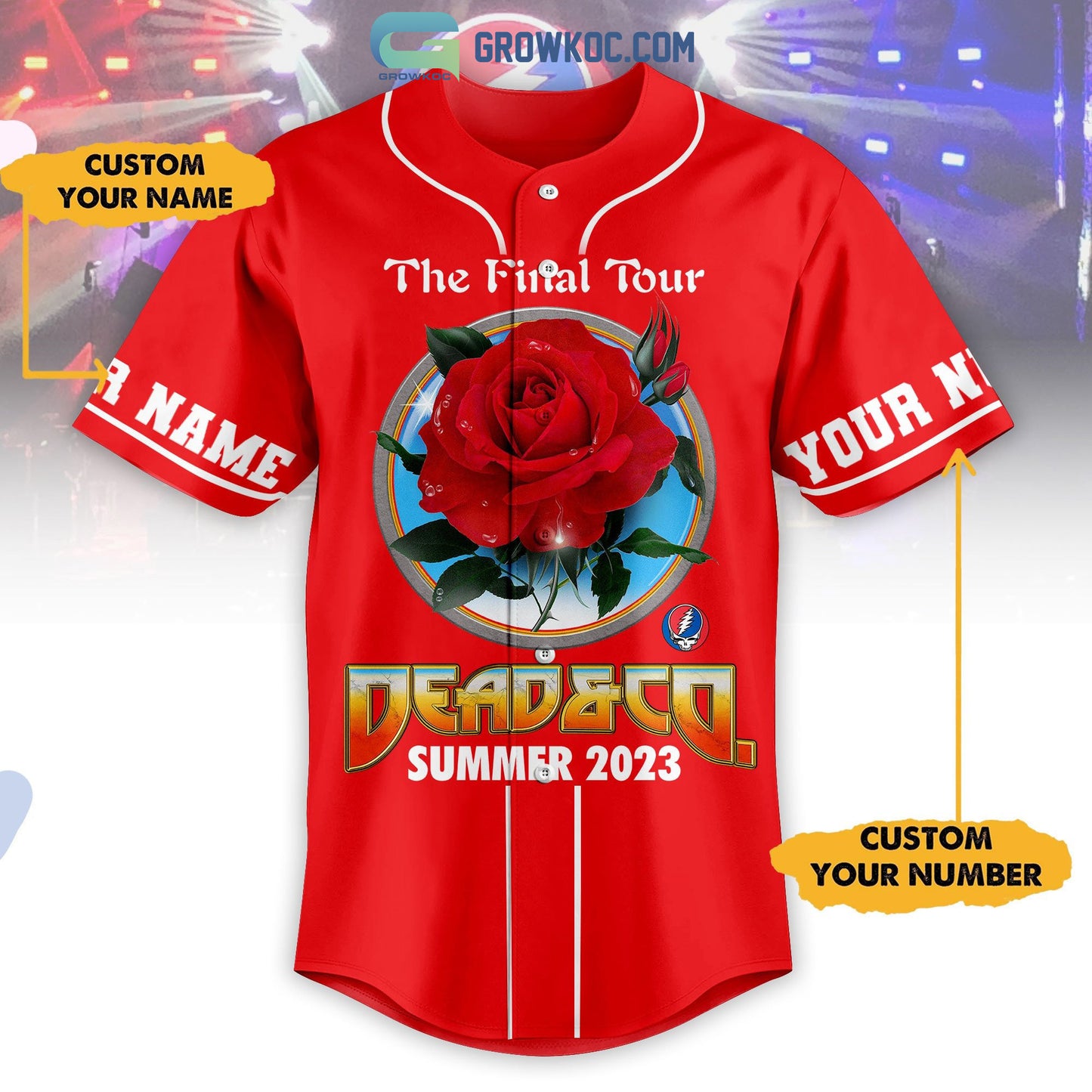 Grateful Dead The Final Tour Summer 2023 Personalized Red Design Baseball Jersey