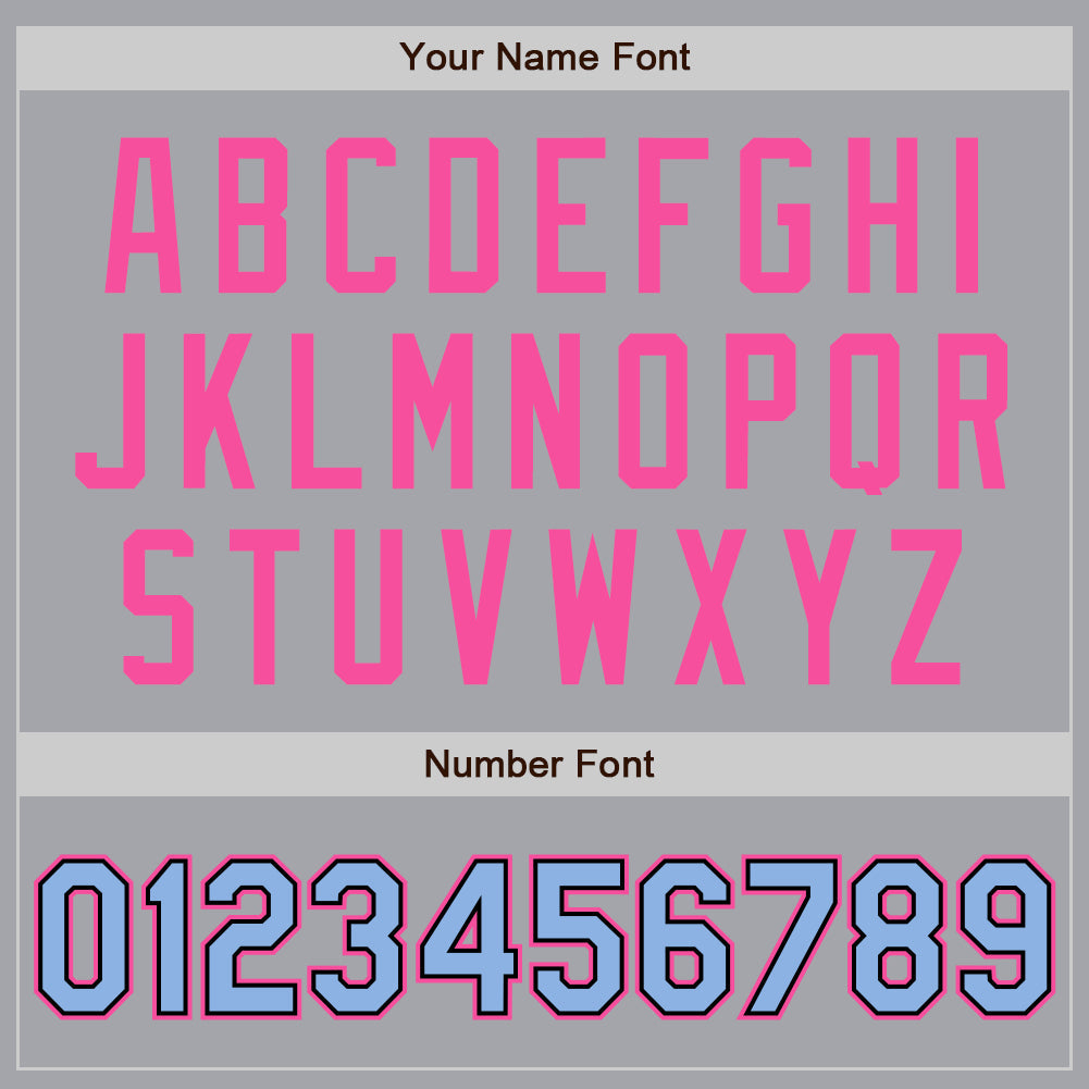 Custom Gray Light Blue Black-Pink Authentic Baseball Jersey