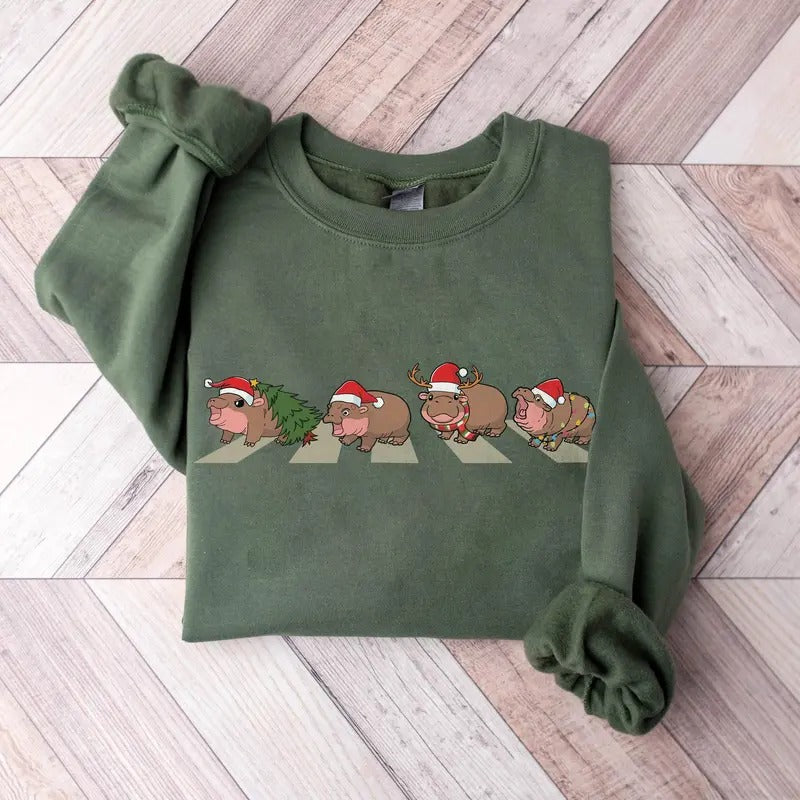 Hippo Christmas Lights Shirt, I Want a Hippopotamus for Christmas, Family Xmas Party Cotton Crewneck Shirt Hoodie, Sweatshirt