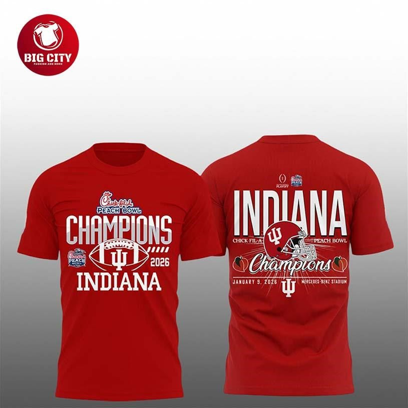 Hoosiers Football 2026 Peach Bowl Champions Two Sided Shirt