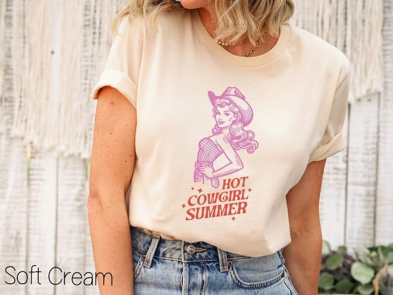 Hot Cowgirl Summer Shirt,Cowgirl Western T-Shirt,Retro Cowgirl Shirt,Vintage 90s Graphic Western Shirt,Rodeo Country...