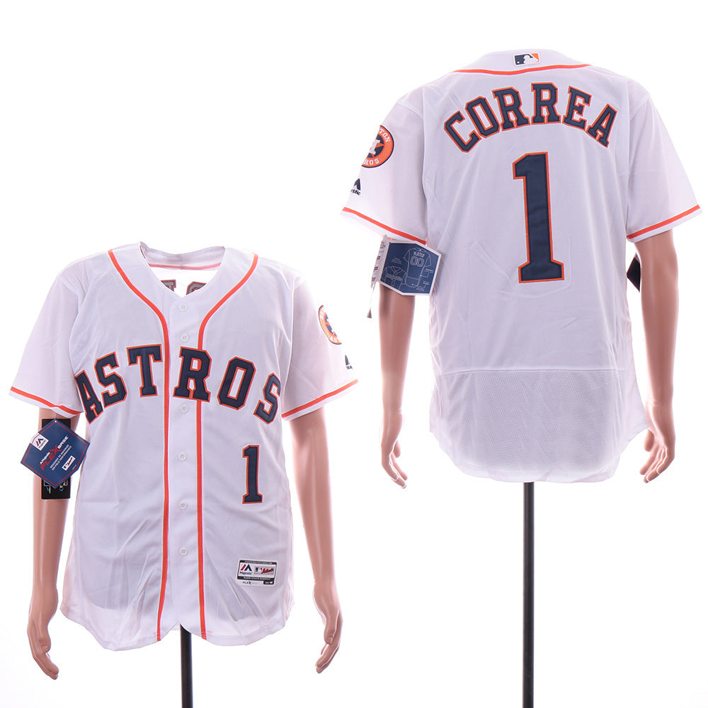 Houston Astros #1 Carlos Correa Astros 1 White Elite