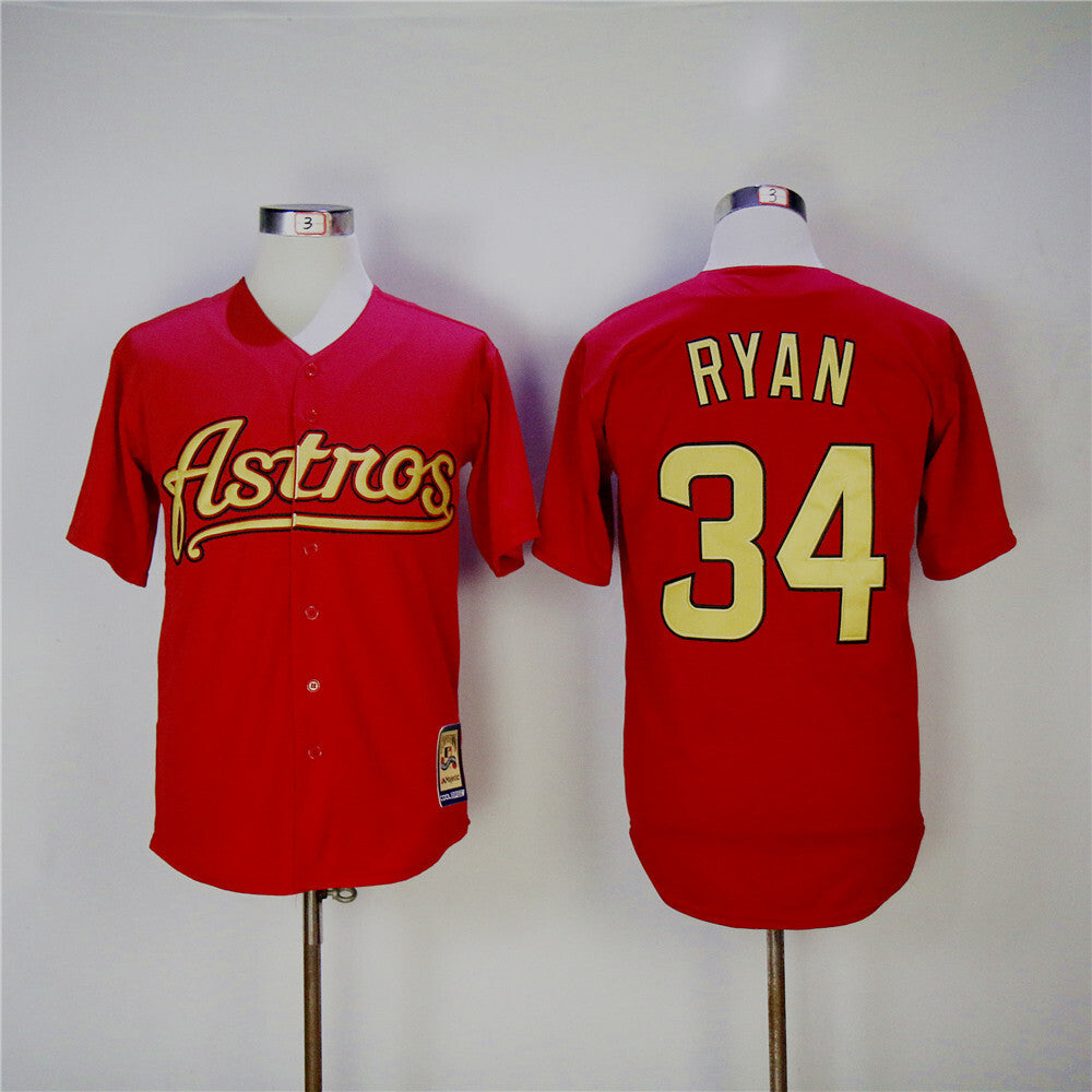 Houston Astros #34 Nolan Ryan Astros 34 Red Inverted New Retro