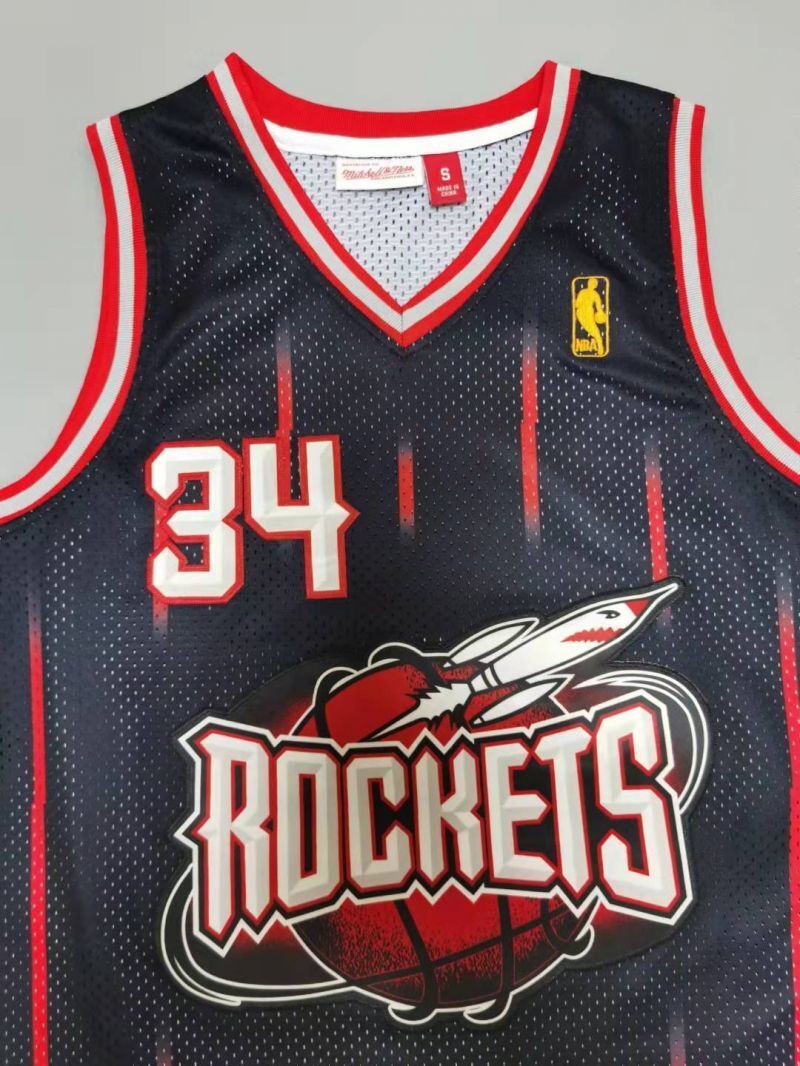 Houston Rockets #34 Hakeem Olajuwon 1996-97 throwback jersey black Style 3