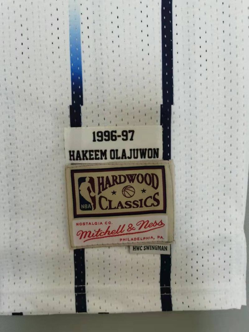 Houston Rockets #34 Hakeem Olajuwon 1996-97 throwback jersey white Style 1