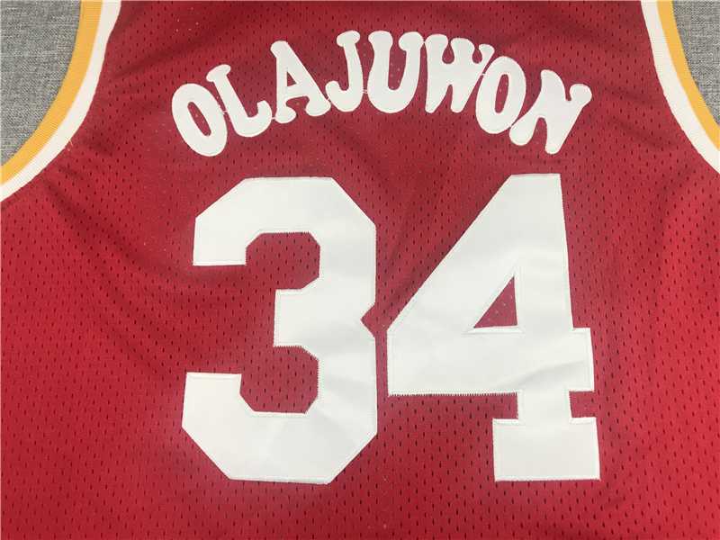 Houston Rockets #34 Hakeem Olajuwon Rockets 34 Retro Red Style 6