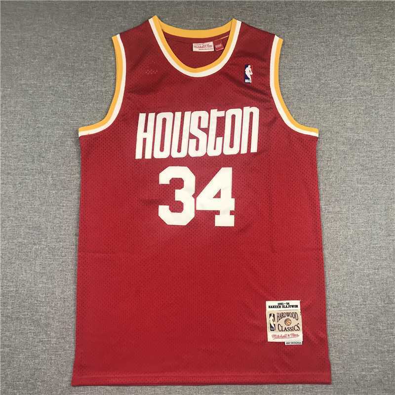 Houston Rockets #34 Hakeem Olajuwon Rockets 34 Retro Red Style 7
