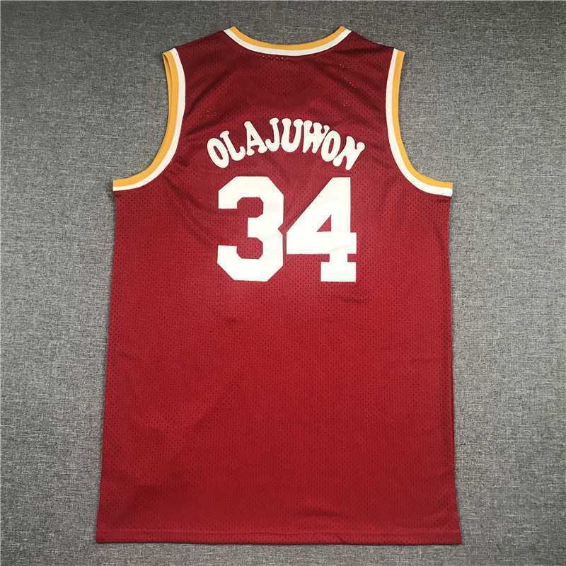 Houston Rockets #34 Hakeem Olajuwon Rockets 34 Retro Red Style 9