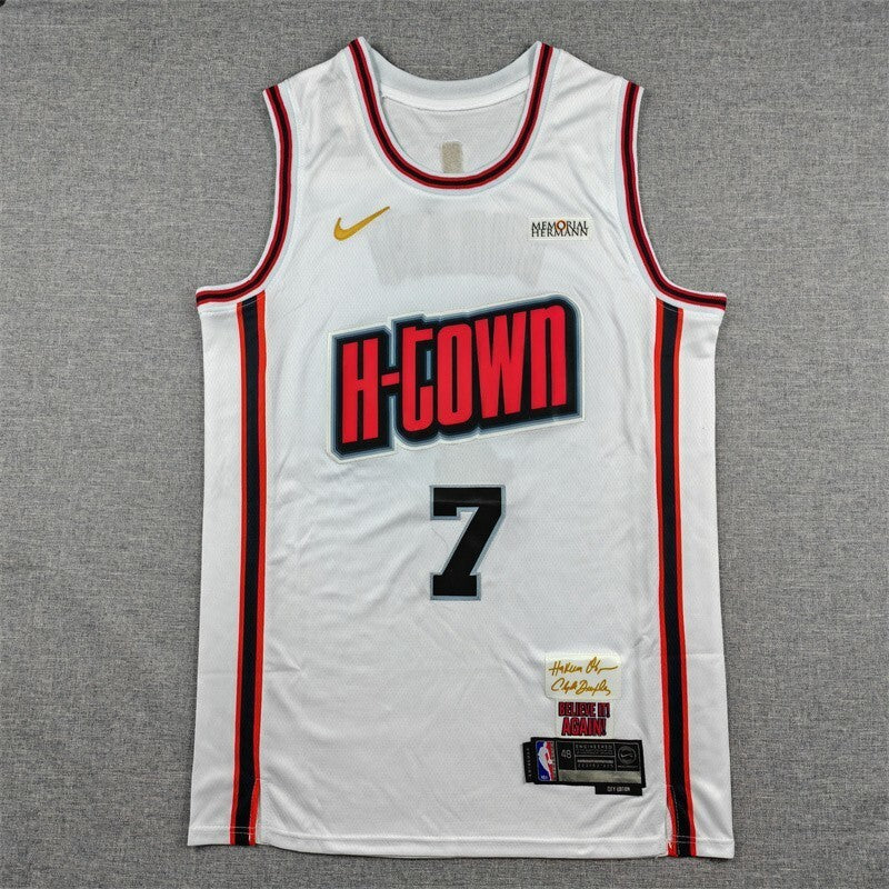 Houston Rockets #7 Kevin Durant 25 Rockets 7 White City Edition Style 2