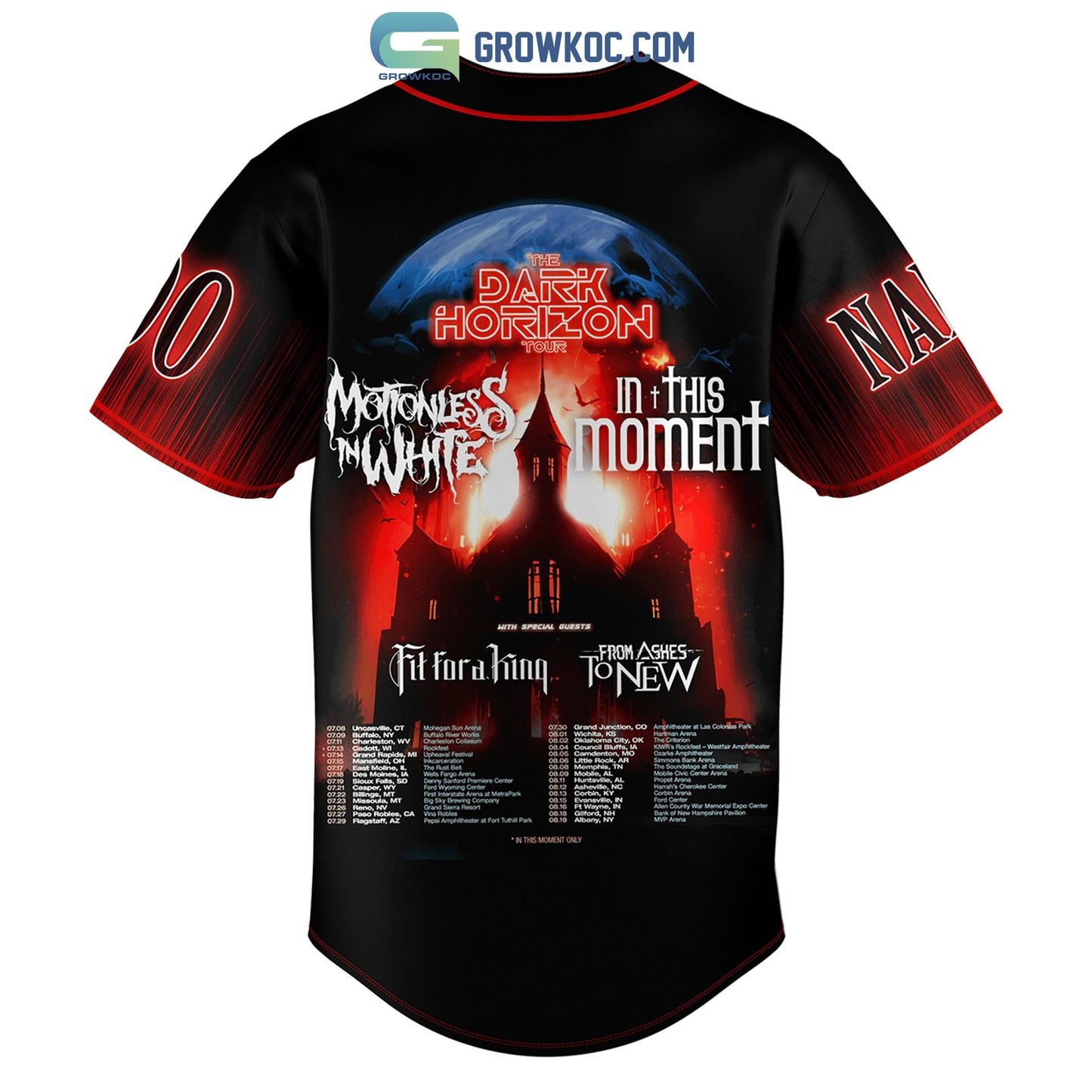 In This Moment The Dark Horizon Tour Motionless In White Personalized Baseball Jersey