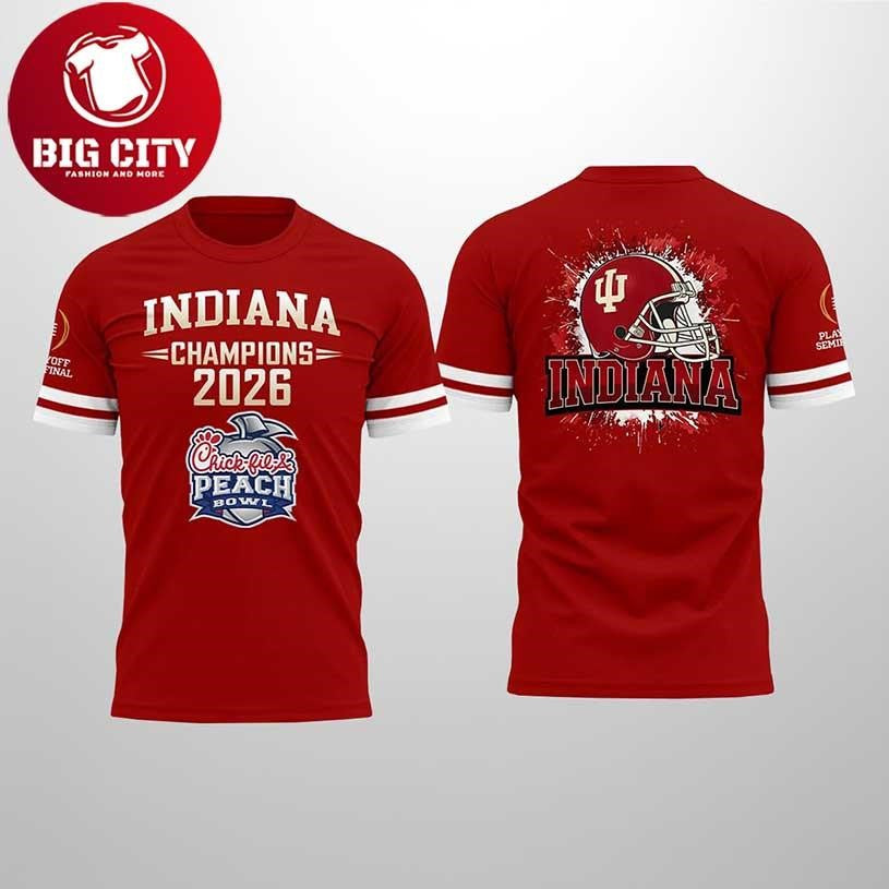 Indiana 2026 Chick-fil-A Peach Bowl Champions Two Sided Shirt
