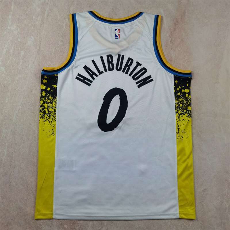 Indiana Pacers #0 Tyrese Haliburton Hot Press Pacers 0 White City Edition s-xxl Style 1