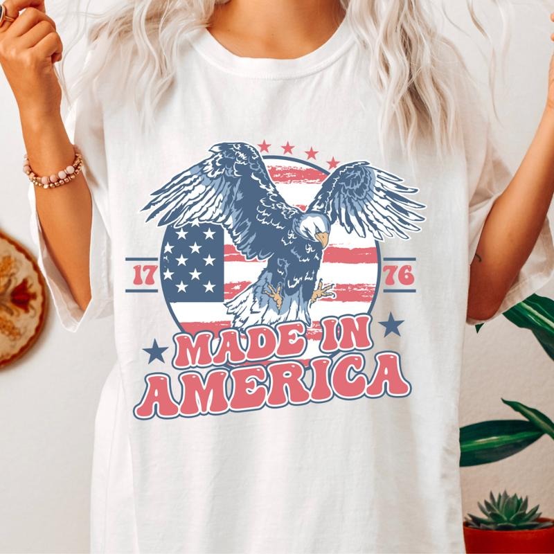 JULY 4TH SHIRT, MADE. INAMERICA EAGLE, 4TH OF JULY MEN SHIRT, UNISEX COTTON SHIRT, OVERSIZED HOLIDAY SUMMER SHIRT Comfort...