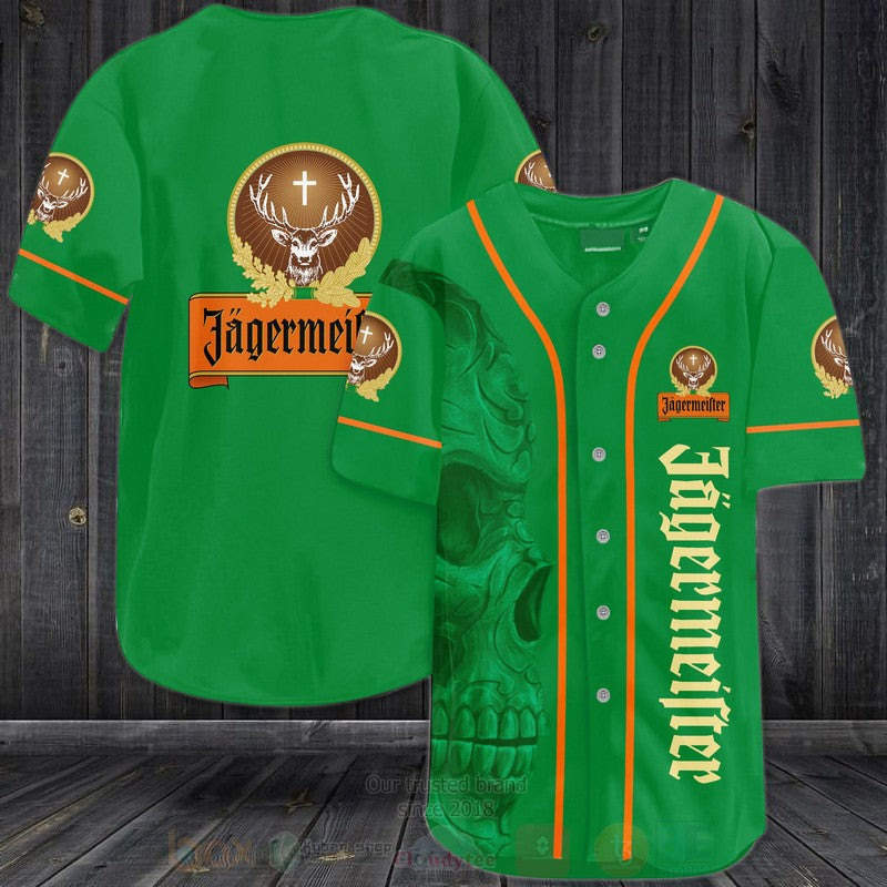 FASHION Jagermeister Skull Baseball Jerseys Botton Shirt