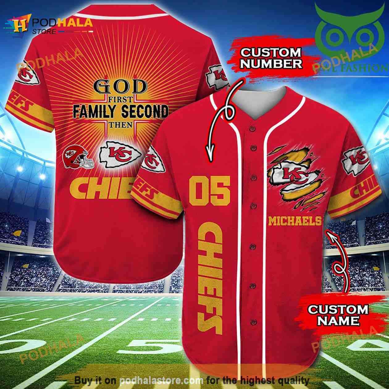 Kansas City Chiefs Personalized Gift, Custom Name Number 3D Baseball Jersey Shirt