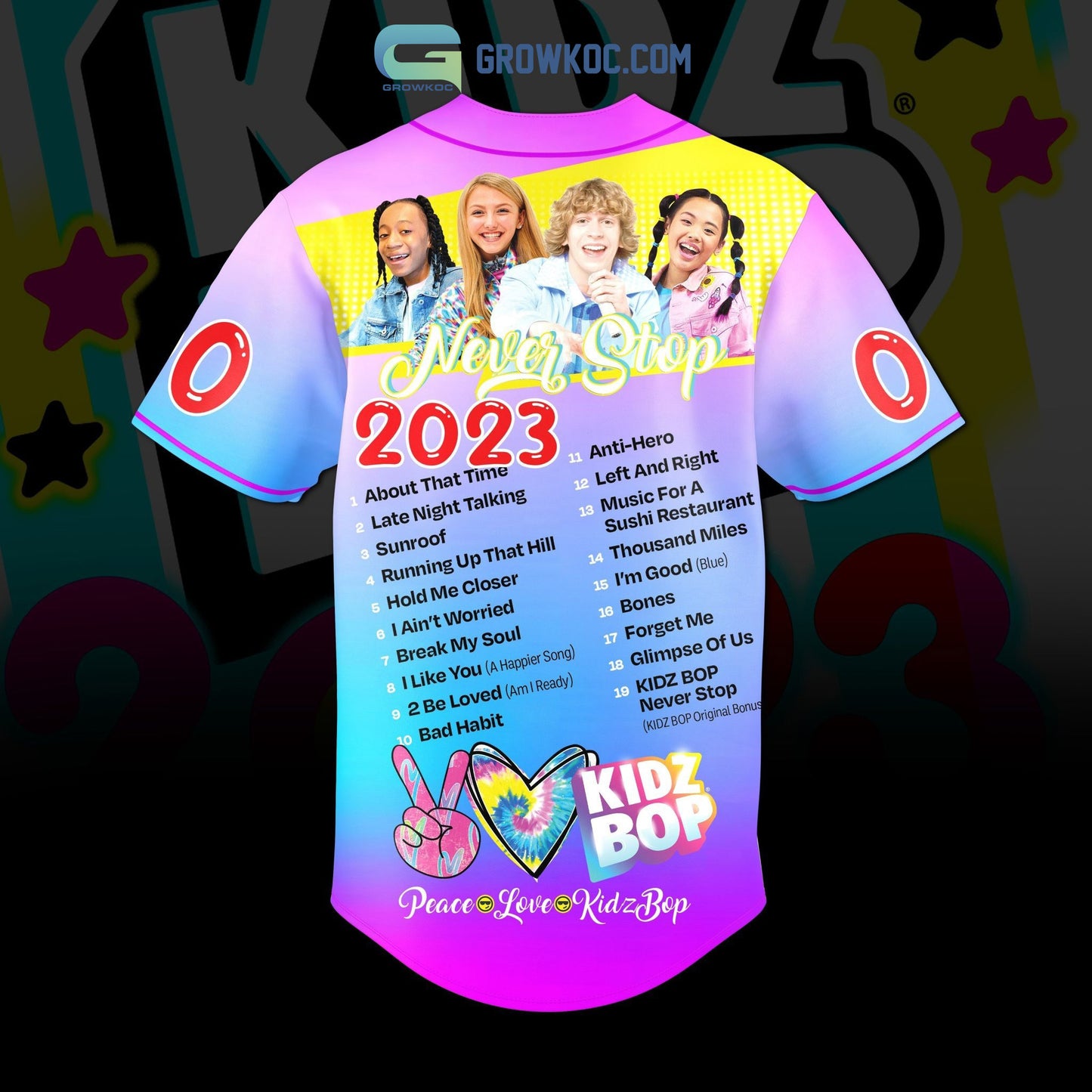 Kidz Bop Never Stop 2023 Personalized Baseball Jersey