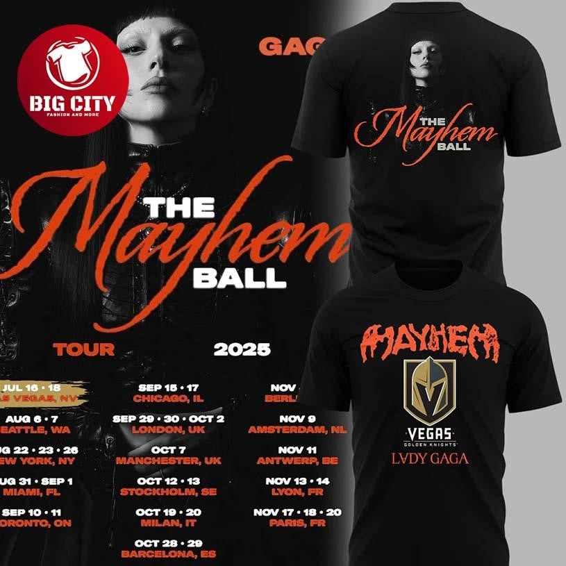Lady Gaga x Vegas Gold Knights The Mayhem Ball Tour Two Sided Shirt