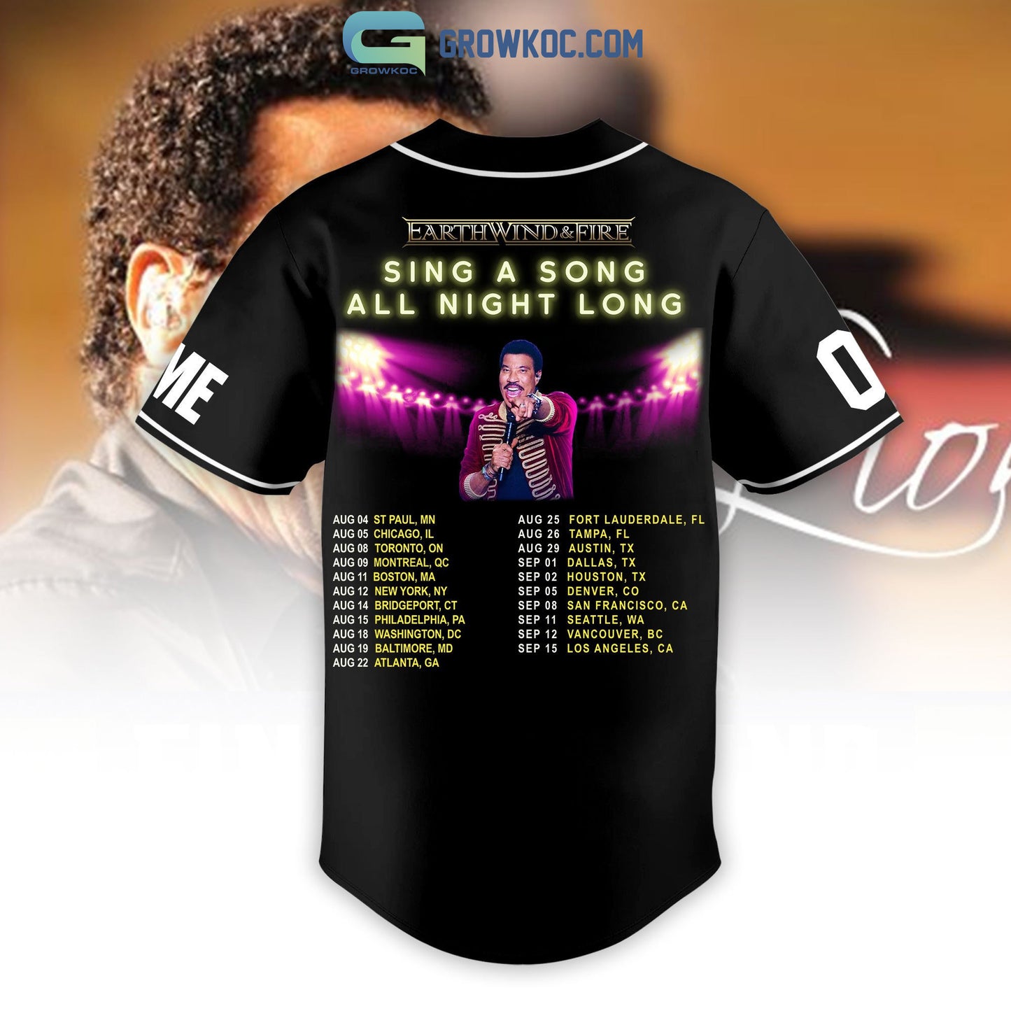 Lionel Richie Earthwind&Fire Sing A Song All Night Long Personalized Baseball Jersey