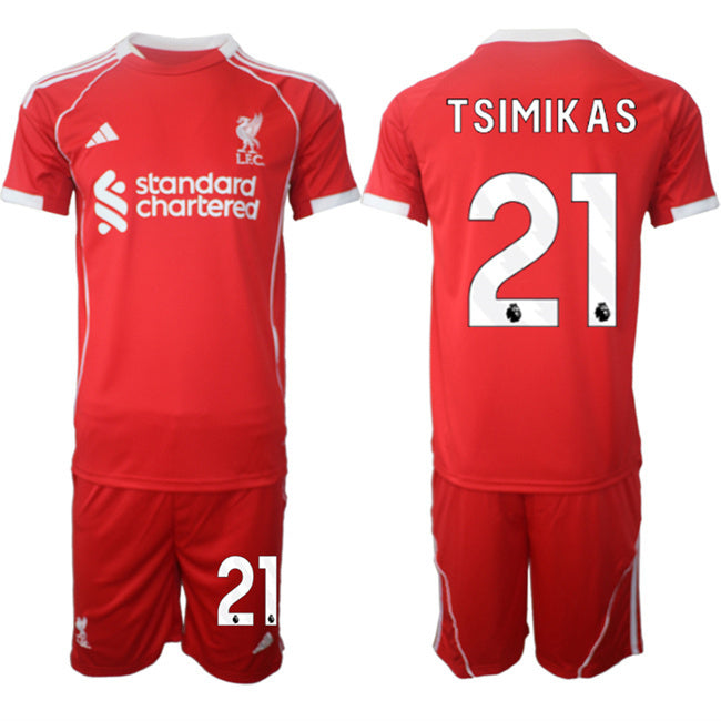 Liverpool #21 Kostas Tsimikas 2025 Red Home Soccer Jersey Suit