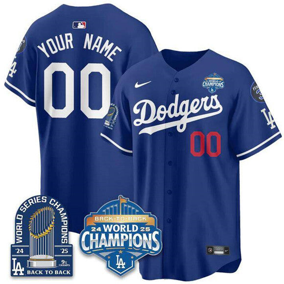 Los Angeles Dodgers ACTIVE PLAYER Custom Royal 2025 World Series Champions 9x