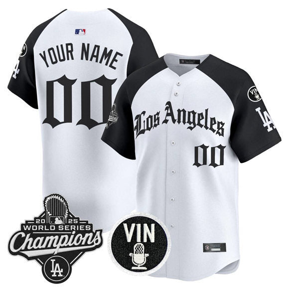 Los Angeles Dodgers Active Player Custom White Black 2025 World Series