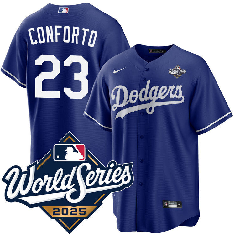 Los Angeles Dodgers #23 Michael Conforto Royal 2025 Alternate World Series Jersey