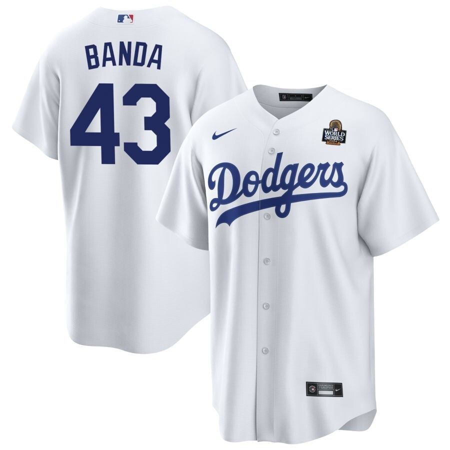 Los Angeles Dodgers #43 Anthony Banda 2024 World Series Home Jersey - White