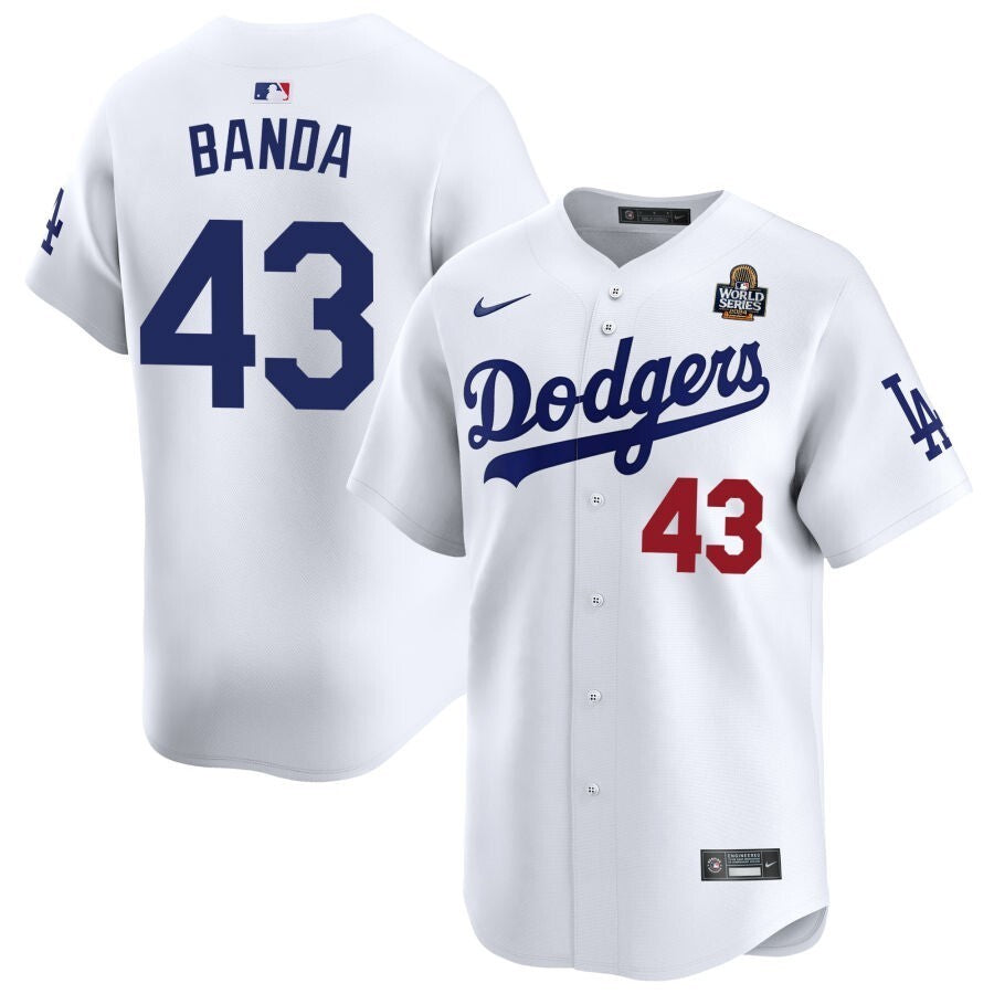 Los Angeles Dodgers #43 Anthony Banda 2024 World Series Home Limited Jersey - White