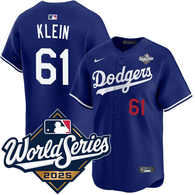 Los Angeles Dodgers #61 Will Klein Alternate Royal Limited 2025 World Series Jersey
