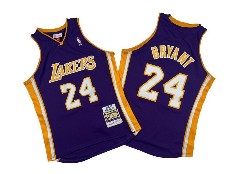 Los Angeles Lakers #24 Kobe Bryant Lakers 24 # Purple 08-09 Season Mitchell Retro Jersey -- Kobe