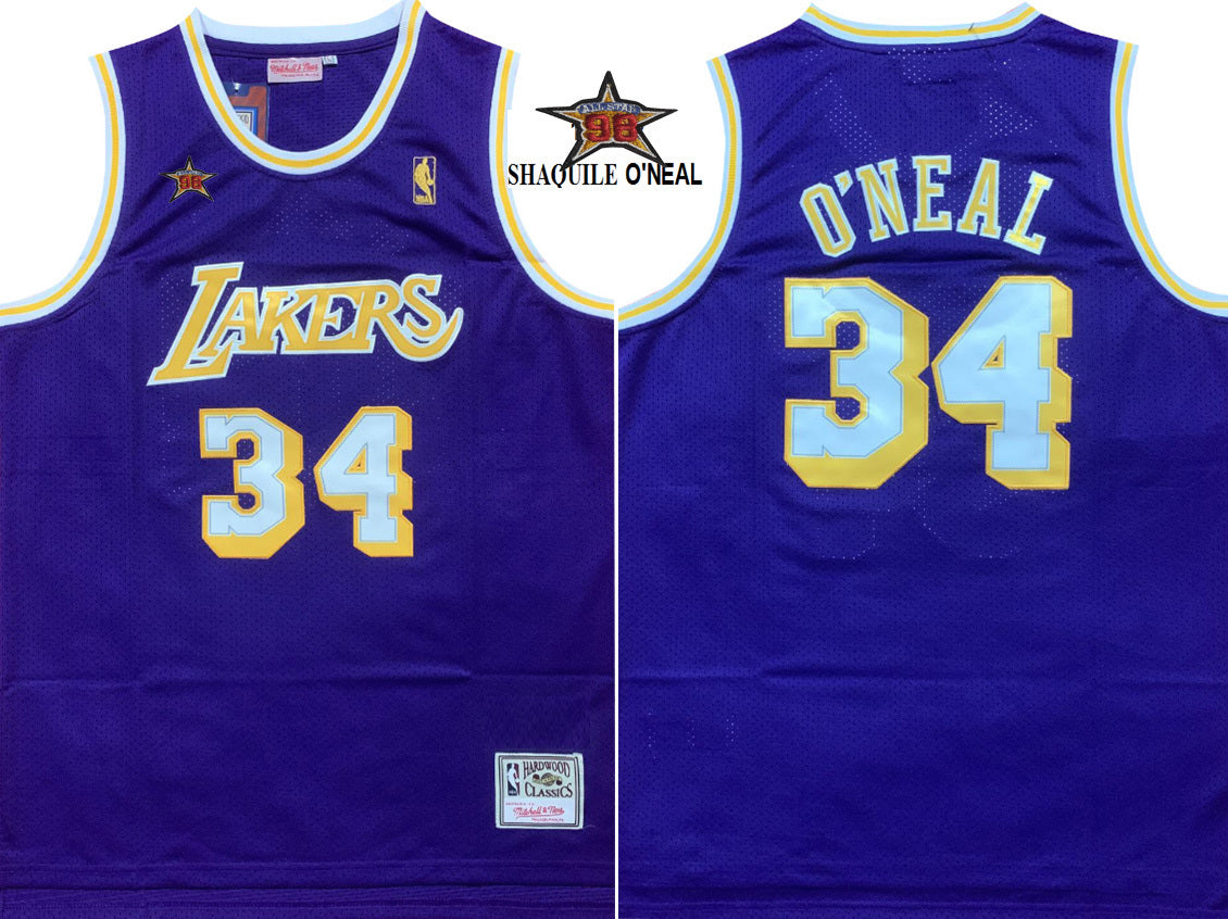 Los Angeles Lakers #34 Shaquille ONeal 98 All-Star Lakers O'Neal Purple Gold Logo