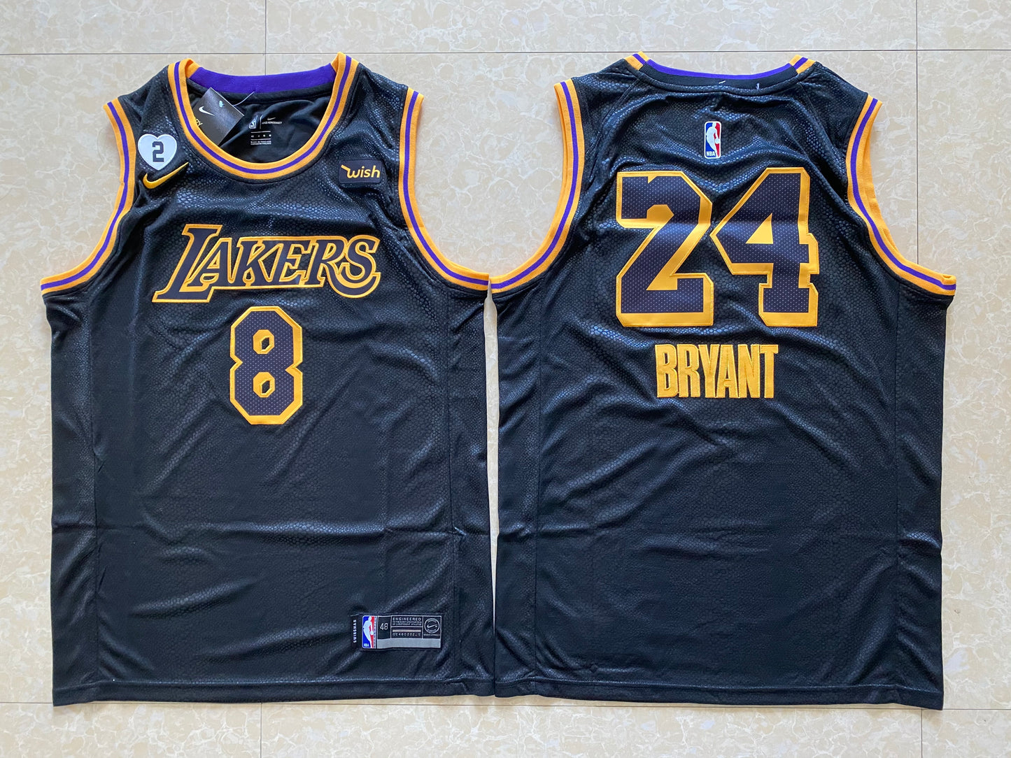 Los Angeles Lakers #8 24 Kobe Bryant Lakers 8+24 # City Edition Black