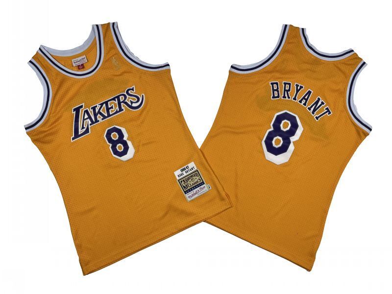 Los Angeles Lakers #8 Kobe Bryant Lakers 8 # Yellow 96-97 Retro Jersey -- Kobe Style 2
