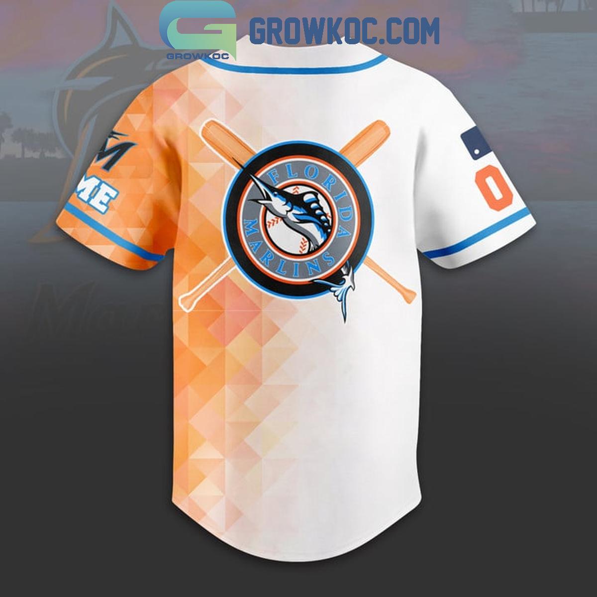 Miami Marlins Baseball Team Geometric Personalized Baseball Jersey