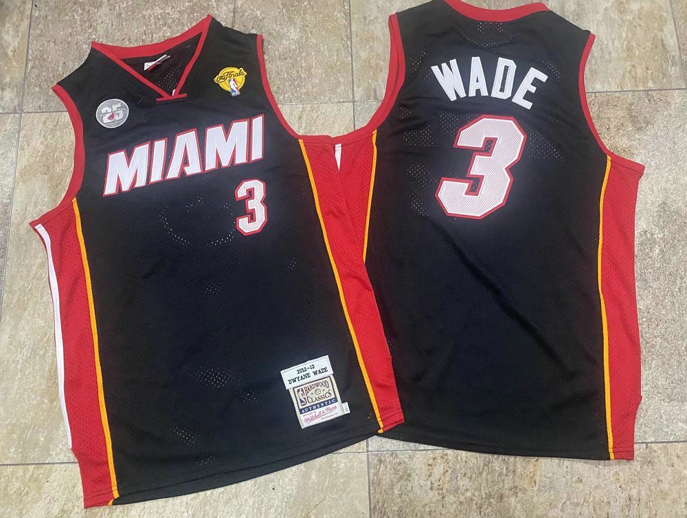 Miami Heat #3 Dwyane Wade Heat 3 # Wade Miami Black Embroidered AU Jersey