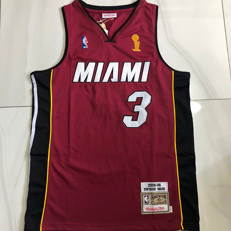 Miami Heat #3 Wade authentic 2005-06 jersey red with trophy Style 2
