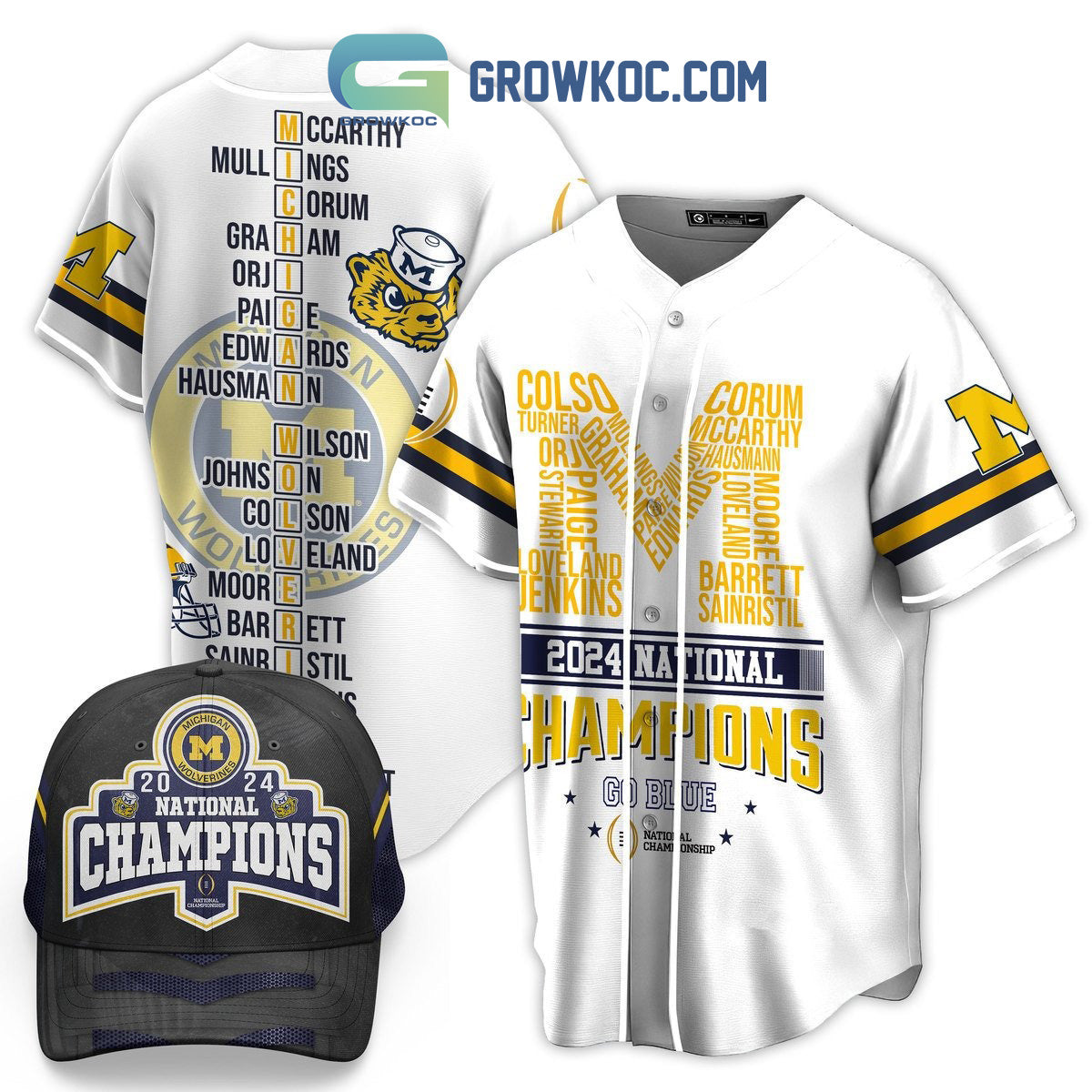 Michigan Wolverines National Champions 2024 Go Blue Baseball Jersey