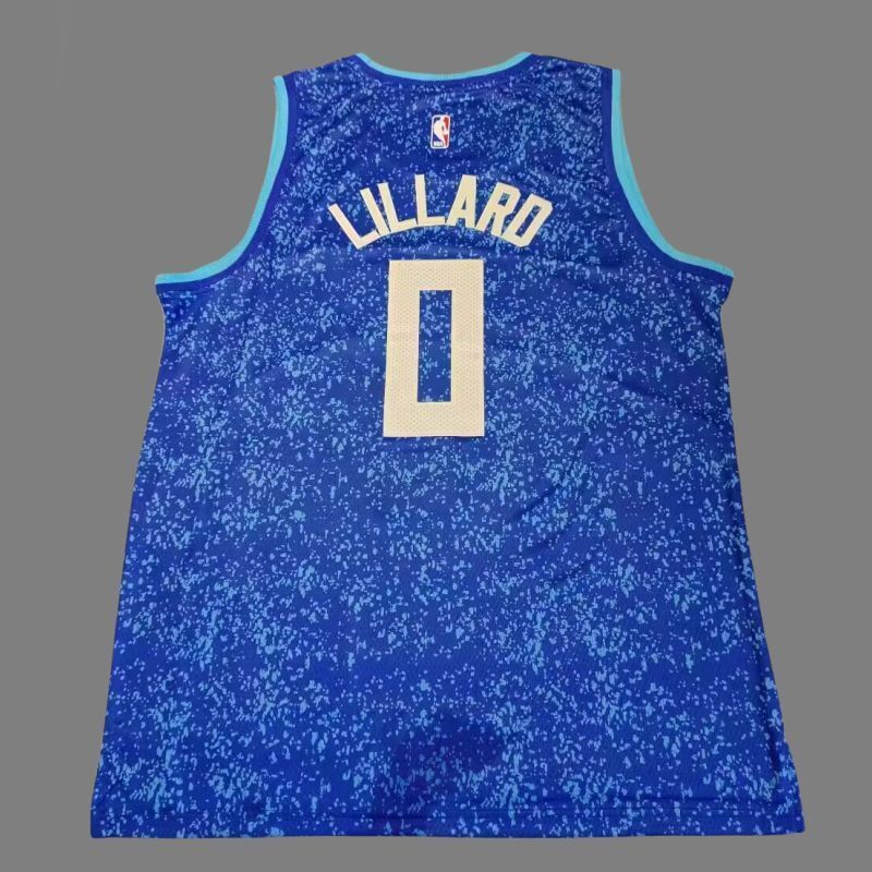 Milwaukee Bucks #0 Damian Lillard Bucks 0 # Blue 24 New Season City Edition Jersey Style 1
