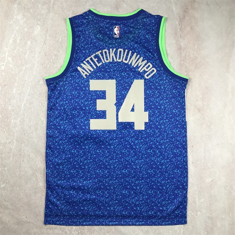 Milwaukee Bucks #34 Giannis Antetokounmpo Hot Press Bucks 34 Blue City s-xxl Style 1