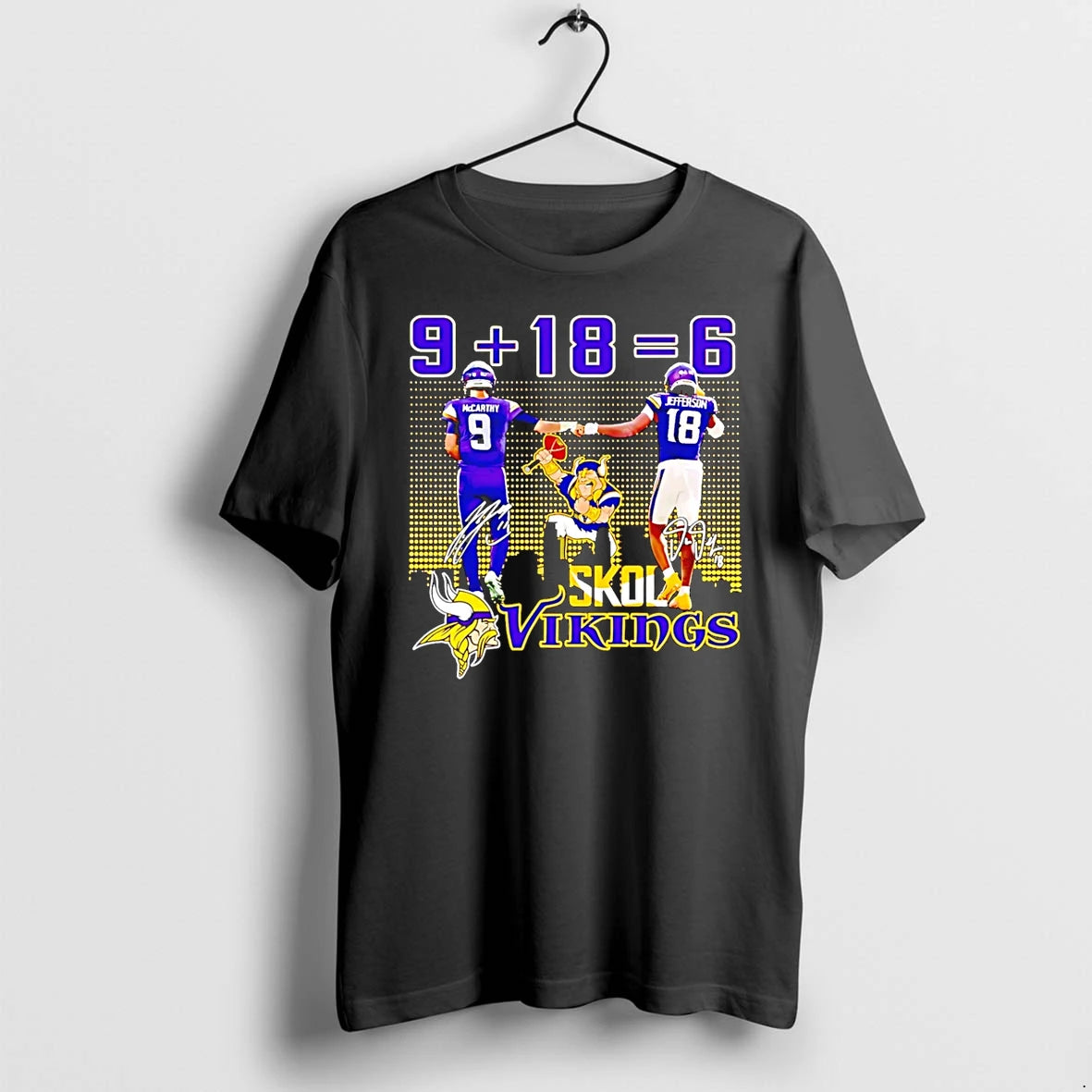 Minnesota Vikings J J Mccarthy And Justin Jefferson 9186 Skol Vikings Skyline Tshirts Sweater
