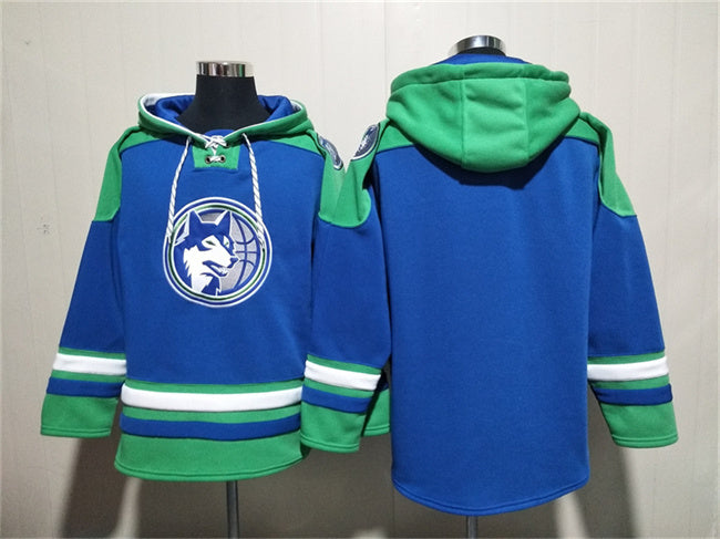 Minnesota Timberwolves Blank Royal Lace-Up Pullover Hoodie